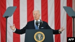 U.S. President Joe Biden delivers an address at the 153rd National Memorial Day Observance, at Arlington National Cemetery, in Arlington, Virginia, May 31, 2021. 